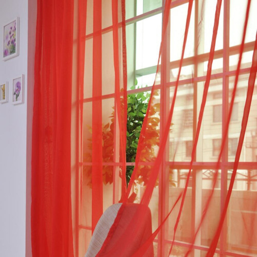 Solid Color Wedding Curtain Rose Red 100x201 cm 1