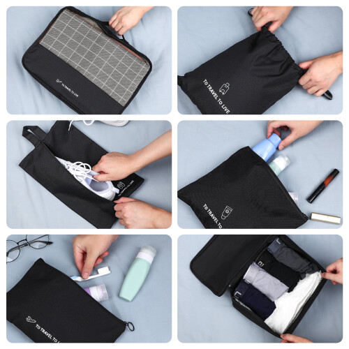 Oahisha packing cubes set black 7 pieces 1