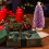 Mini artificial Christmas tree purple wooden base small 4