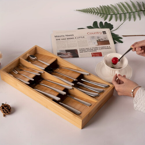 Bamboo Cutlery Drawer Organizer 12-inch 2