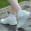 Anti-slip latex shoe covers reusable white 2
