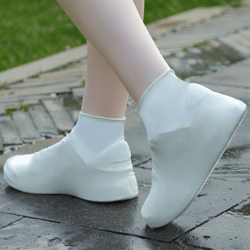 Anti-slip latex shoe covers reusable white 1