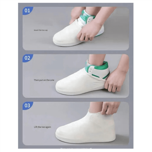 Anti-slip latex shoe covers reusable white 2
