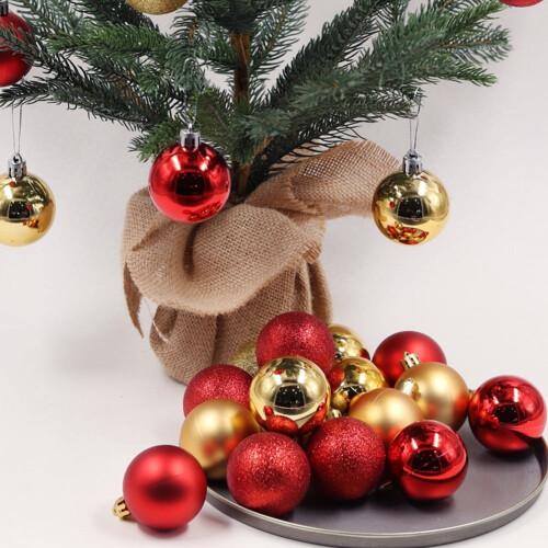 Christmas Ball Decorations Rose Red Shatterproof 24pcs 2