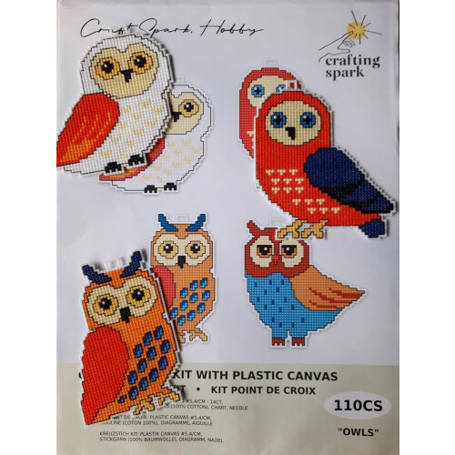 Owl Cross-Stitch Kit on Plastic Canvas 4 Ornaments 110CS 1