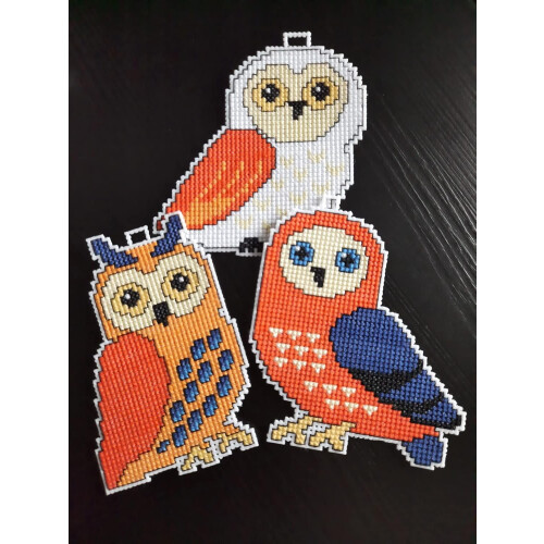 Owl Cross-Stitch Kit on Plastic Canvas 4 Ornaments 110CS 2
