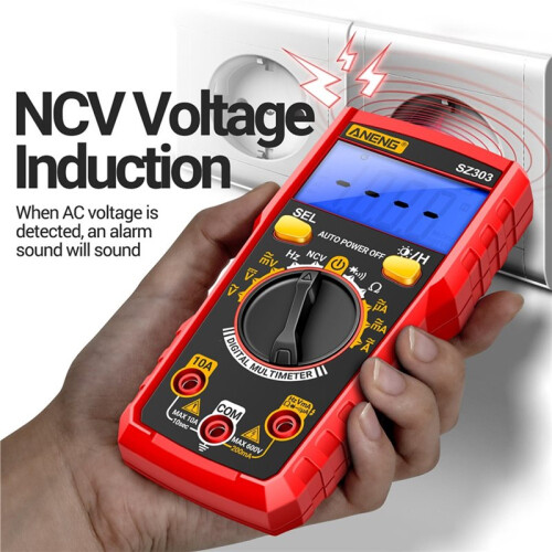 ANENG SZ303 Digital Multimeter True RMS 1999 Counts Auto Range Voltmeter Ammeter Ohm Capacitance Tester NCV Live Wire Detector 2
