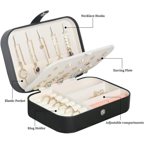 Jewelry Box PU Leather Double Layer Black 1