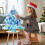 Mini Flocked Blue Christmas Tree with Lights 2 Feet 6