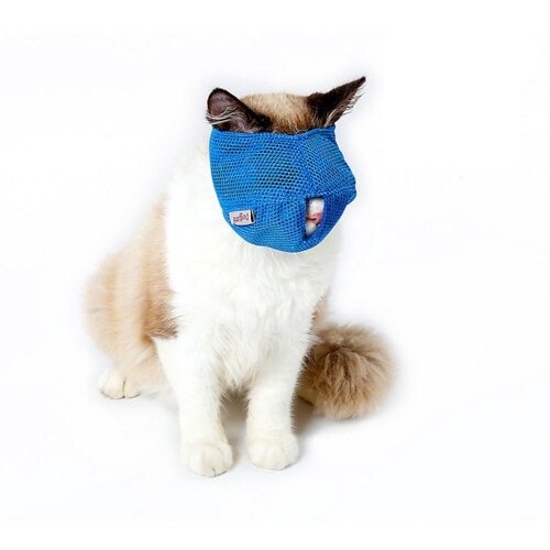 Welling breathable mesh cat muzzle for travel and bathing 2