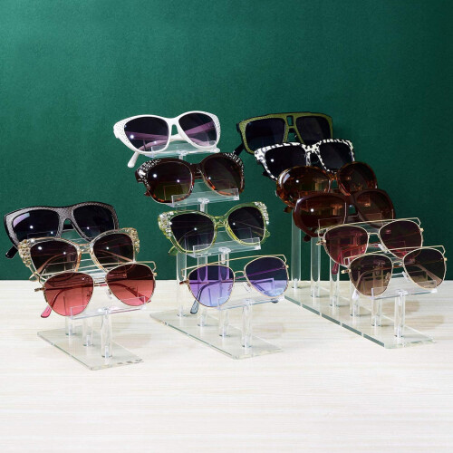 Acrylic eyeglasses stand clear multi-tier 3-tier 2