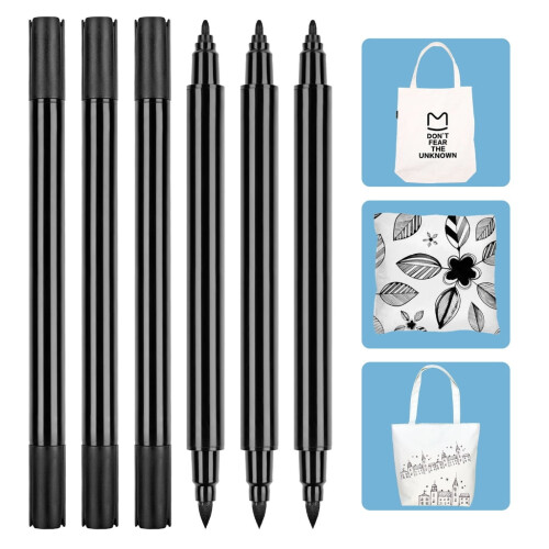 Fabric Marker Pen Double Tip Waterproof 6 Pcs 1