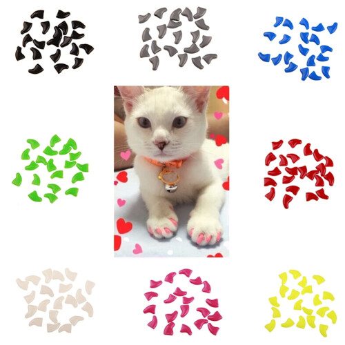 Cat Nail Caps Soft Plastic Colorful 20Pcs 2