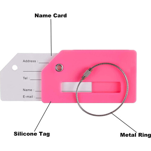 Silicone Luggage Tags Pink 5 Pack 2