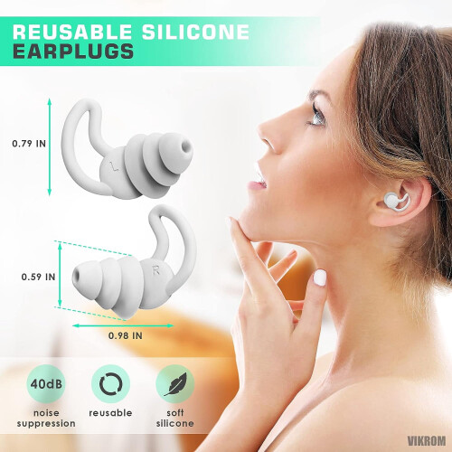 Silicone Earplugs Noise Cancelling 40dB Gray 1