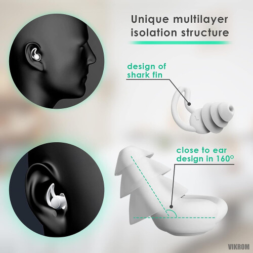 Silicone Earplugs Noise Cancelling 40dB Gray 2