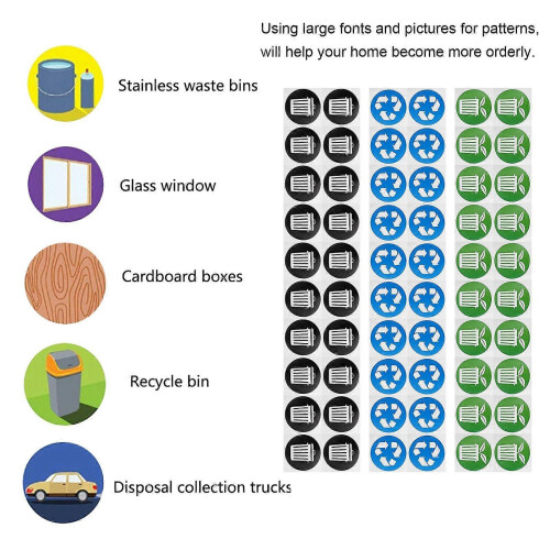 60Pcs/Set Circular Garbage Collection Identification Recycle Decal Dustbin Sticker 1