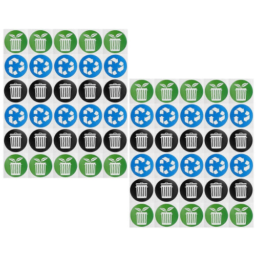 60Pcs/Set Circular Garbage Collection Identification Recycle Decal Dustbin Sticker 2