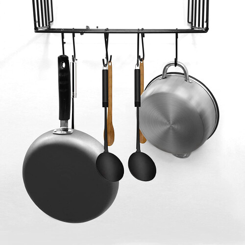 Kitchen hanging pot rack wall-mounted with chains and 2
