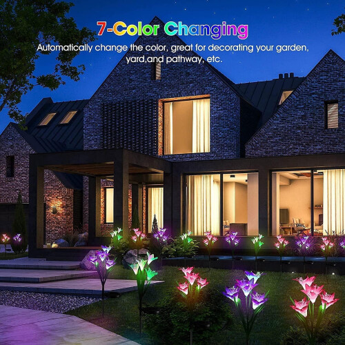 Solar Garden Stake Lights 4 pcs 8 LED multi-color 1