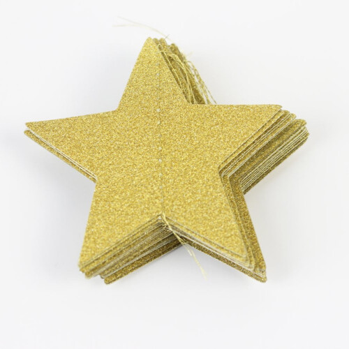 Glitterstjernepapir-guirlande festlige hængende flag 2 stk. 1