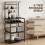 Homcom HOMCOM Freestanding Shelving Unit with 6 Hooks and Wine Rack, Black 4