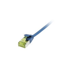 Patchkabel RJ45, CAT6A 500Mhz, 10m, blau, U/FTP, slimline rund d=3,8mm, TPE/LSZH(Superflex), AWG32, mit CAT7 Rohkabel, Synergy 21