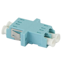 LWL-Kupplung,LC-Buchse/LC-Buchse, 50/125u Multimode OM3, aqua, duplex, PVC, mit Flansch, Synergy 21,