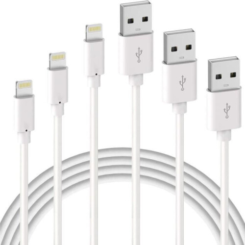 Lot de 3 câbles de charge Lightning certifiés MFi, câble de synchronisation USB durable et à charge rapide pour iPhone et iPad 1