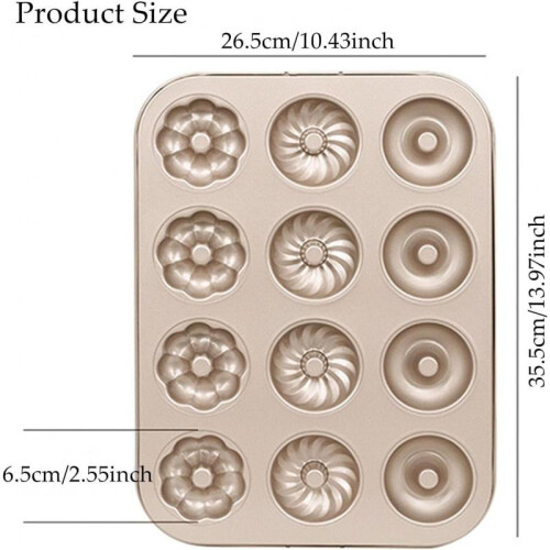Baking Mold 12-Cavity Non-Stick Silicone 35.5x26.5cm Gray Cake Pan 1