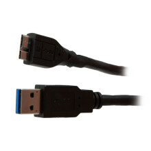 Kabel USB, A(St) => MicroB(St), 3.0m, USB3.0, schwarz, Synergy 21,