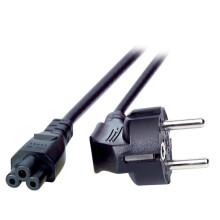 Netzkabel 230V Schutzkontakt CEE7(Stecker)->C5(Buchse), 1,8m, Black, (Kleeblatt,Mickymaus)