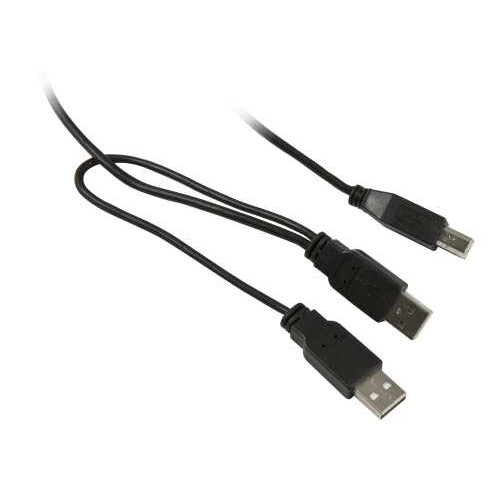 Kabel USB, A(St)2x => B(St),  1.0m, USB2.0,  schwarz, Synergy 21