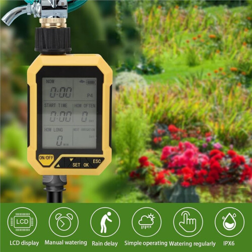 1-Way Solar Irrigation Timing Controller Programmable Timed Water Valve Automatic Irrigation System Outdoor Water Timer 2