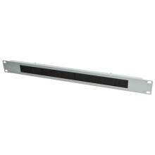 ALLNET 19"zbh. Kabeldurchführungsplatte, 1HE, Metall, Lichtgrau, mit Bürste,