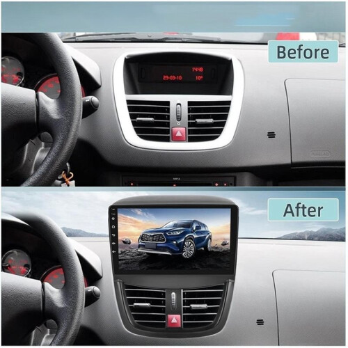 Rádio Automotivo 4GB+32GB para  207 2006-2015 com CarPlay Sem Fio, para Android Auto, Reprodutor Multimídia Estéreo, Tela de 9 Polegadas, DVR, 2