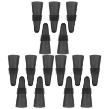 Wine Stoppers (Set of 15), Silicone Wine Bottle Stopper and Beverage Bottle Stoppers, Black