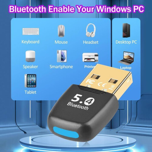 Bluetooth 5.4 USB Adapter for PC, Plug and Play Wireless Receiver for Keyboard, Mouse, Headset and Game Controller on Wi 2