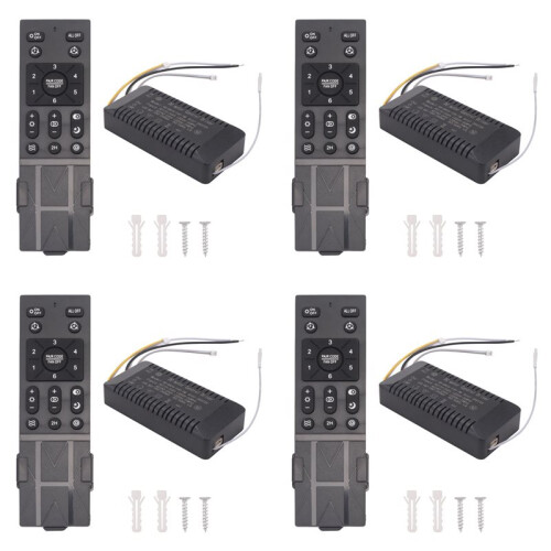 4X Ceiling Fan Remote Control Kit with 6 Speed Settings, Replacement Ceiling Fan Remote, Dimming Controls, 110-265V 1