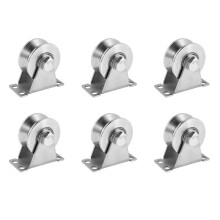 6Er-Pack V-Type Edelstahl-Riemenscheibenblock DäMpferlager Nut Gleitrollen-Laufrad
