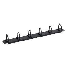 Triton 19"zbh. Kabelführungsplatte mit 6 Bügeln, 1HE, Schwarz, Rangierpanel, t=53mm,
