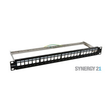 Keystone, Modulträger, 19"Patchpanel für 24xTP-Modul, 1HE(t152mm), Schwarz, Synergy 21,