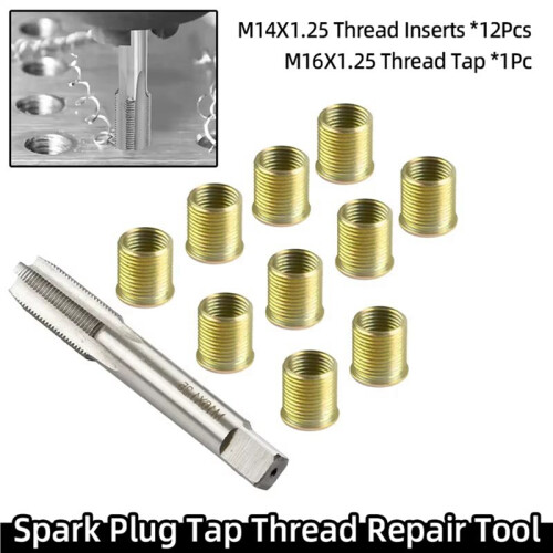 2X Thread Repair Kit M16X1.25 Thread Tap M14X1.25 Thread Inserts for Restoring Damaged Threads Car Pro Coil Tool 2