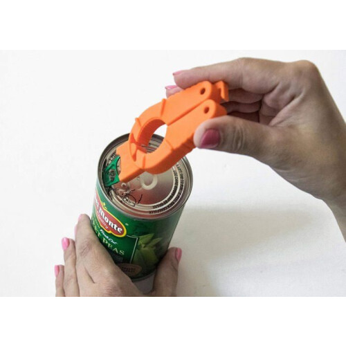 Multifunction Bottle Opener, 2-Pack Ergonomic Tools for Seniors and Weak Hands, Orange Plastic 2