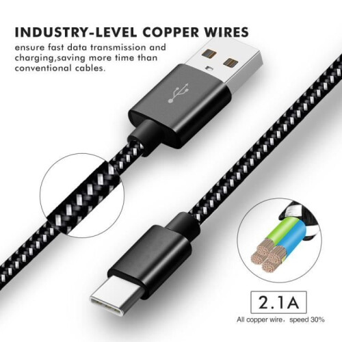USB C Fast Charging and Data Transfer Cable, Braided Nylon, 4 Pack, 1m, 2m, 3m, Durable for Daily Use 2