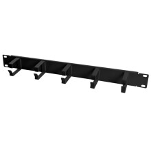 ALLNET 19"zbh. Kabelführungsplatte, 1HE, Metall mit 5 Bügel, Schwarz,