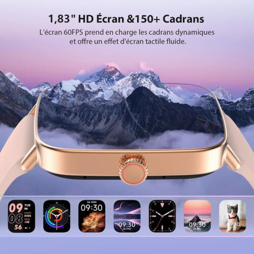 Smartwatch feminino com atendimento e discagem de chamadas, tela sensível ao toque de 1,83 polegadas, recursos de IA, compatível com iPhone 1