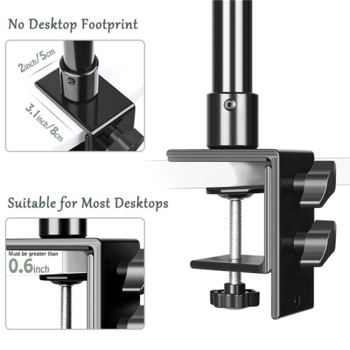 2X C Tripod Clamp Desk Mount Light Stand with 1/4In   Table Fixture Adjustable Camera Tabletop Bracket Stand 2