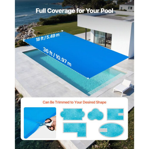 Capa solar para piscina - DUOKU - 200-36*18 - Retangular 11x5,5 m - PE 0,2 mm - Azul 2