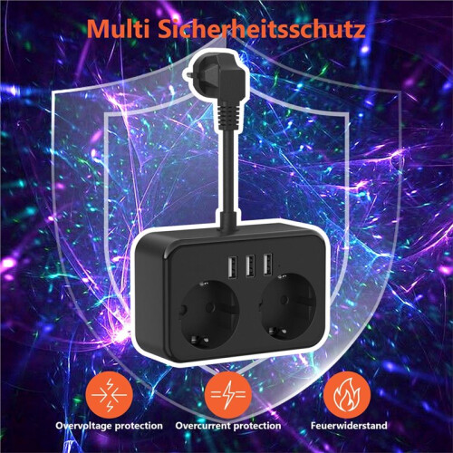 Power Strip with 2 AC Outlets and 3 USB Fast Charging , Electrical Socket, Wall-Mounted, EU Plug, Power Adapter 2
